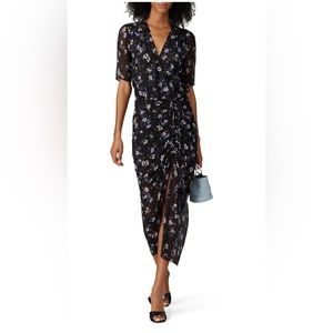 Veronica Beard Mariposa floral printed silk midi dress